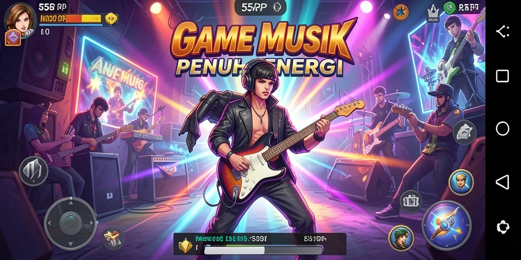 Screenshot permainan 55RP menampilkan interaksi musik yang seru.