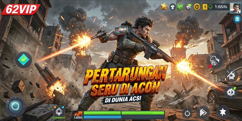 Screenshot utama 62VIP menunjukkan aksi mendebarkan dalam gameplay.