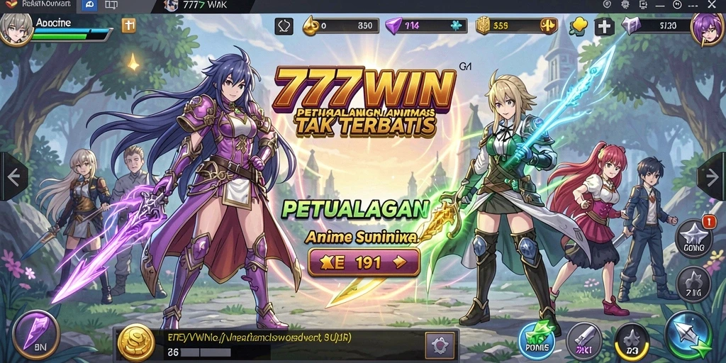 Screenshot gameplay 777WIN menampilkan aksi seru dan karakter Anime.
