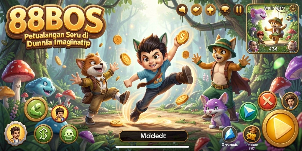 Screenshot gameplay 88BOS menunjukkan karakter menjelajahi dunia petualangan.