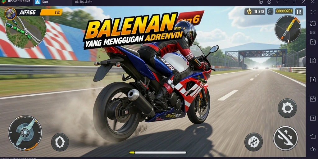 Tampilan gameplay AIFA66 menonjolkan aksi balapan motor yang intens.