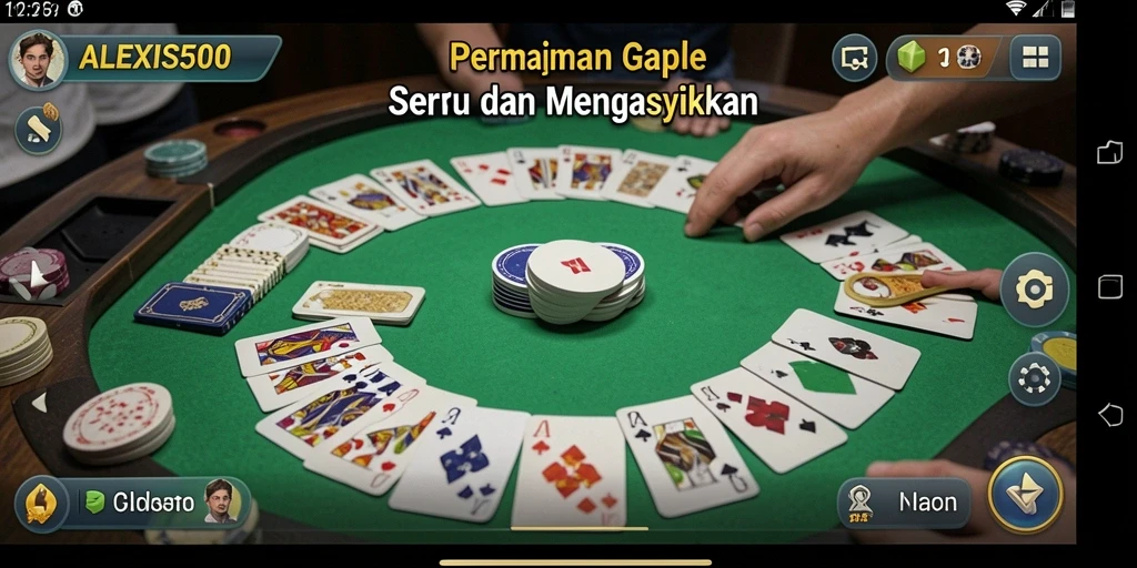 Screenshot utama ALEXIS500 menampilkan gameplay Gaple yang seru.