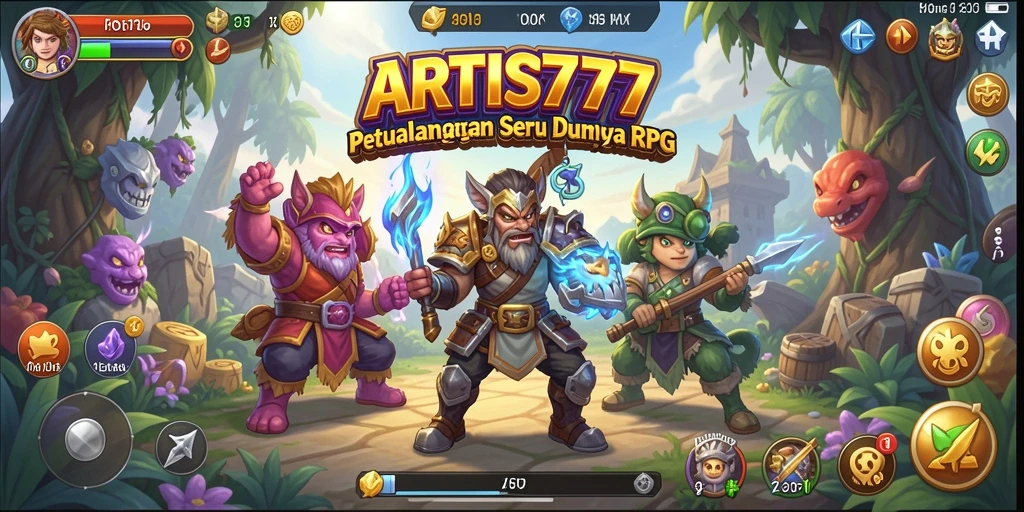 Tangkapan layar utama ARTIS777 menampilkan aksi pertarungan yang seru dan karakter menarik.
