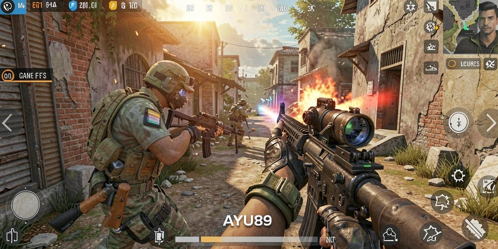 Screenshot menunjukkan aksi gameplay intens di AYU89.