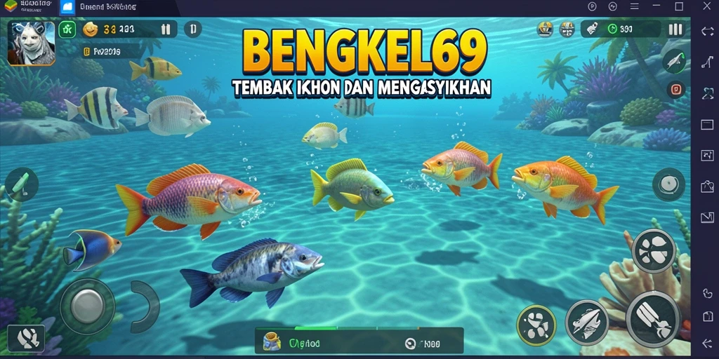 Tampilan gameplay BENGKEL69 yang menampilkan aksi menembak ikan.