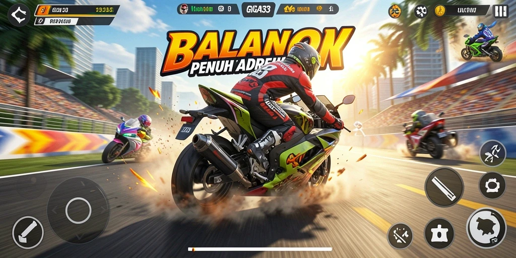 Tampilan menarik dari gameplay balapan motor GIGA33.