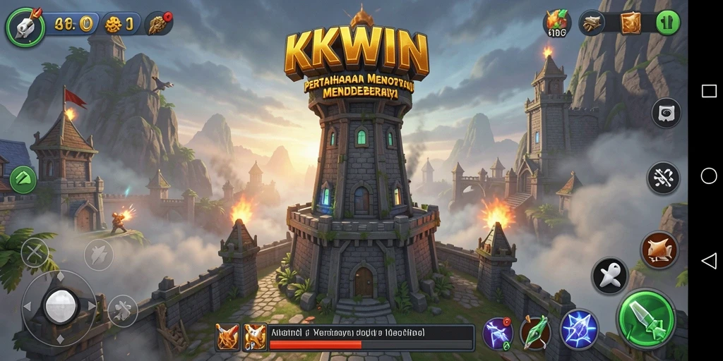 Tangkapan layar KKWIN menampilkan aksi seru dalam Tower Defense.