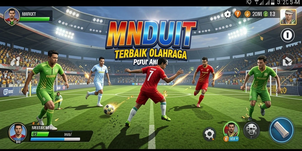Screenshot utama MNDUIT menampilkan aksi mendebarkan gameplay olahraga.