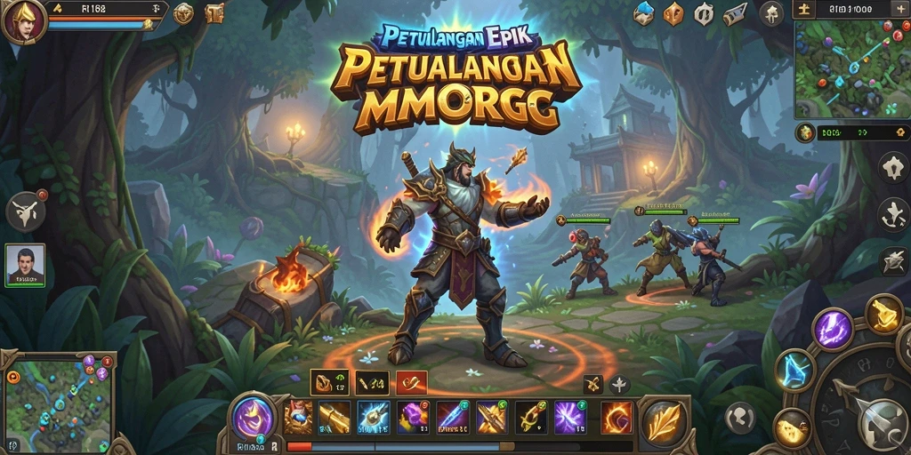 Tangkapan layar RI188 menampilkan aksi pertempuran seru di dunia MMORPG.