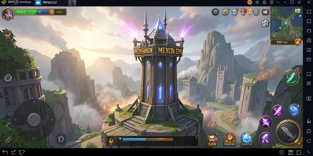 Tampilan gameplay RPZZZ yang mendebarkan dalam pertahanan menara.
