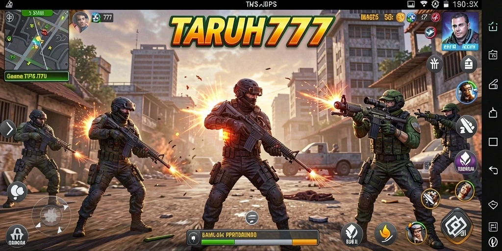 Tampilan gameplay TARUH777 dengan aksi tembak-menembak yang menegangkan.